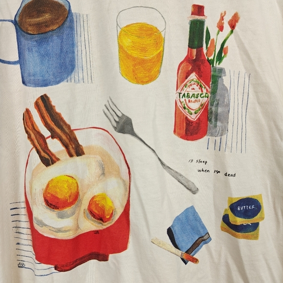 AYR Maggie Cowels Long Sleeve Breakfast Tee "I'll Sleep When I'm Dead" Cotton XS - Picture 7 of 16